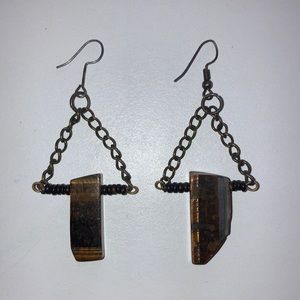 Tigers Eye Pendant Earrings